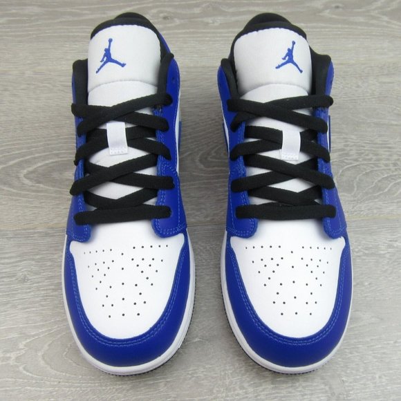 Air Jordan 1 Low GS Size 7Y White Hyper Royal Black Shoes NEW - Picture 6 of 14